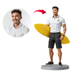 Custom Surfing Bobbleheads, Custom Bobblehead On Surfboard, Custom Beach Surfing Figurines